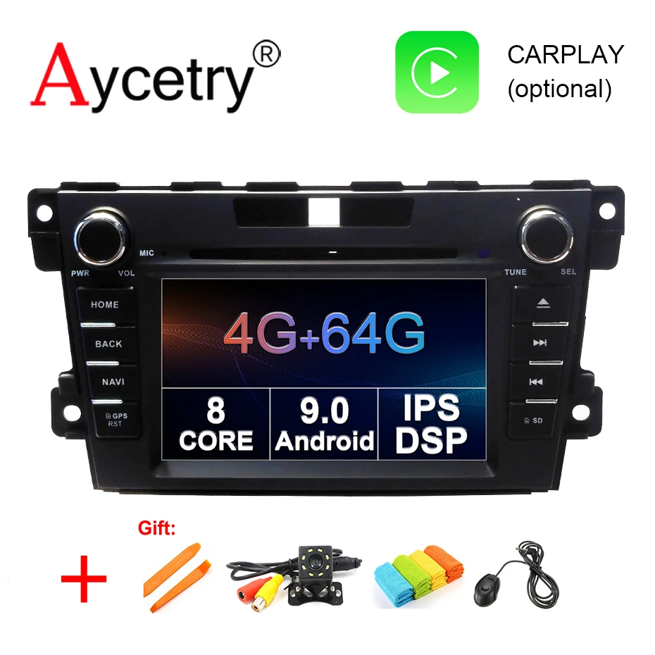 2 Din автомобильный dvd мультимедийный плеер 8 ядерный 4 г 64 г Android 9,0 gps навигатор Аудио для mazda CX-7 CX 7 CX7 2008- Автомагнитола dsp FM