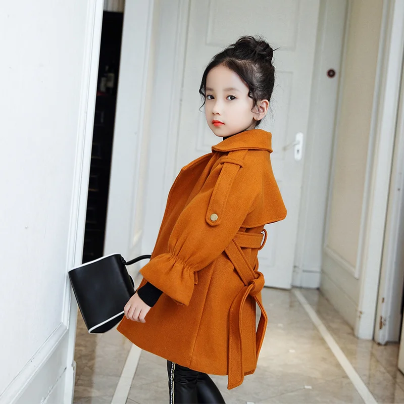 Зимняя куртка для девочек однотонное розовое пальто одежда шерстяное детей