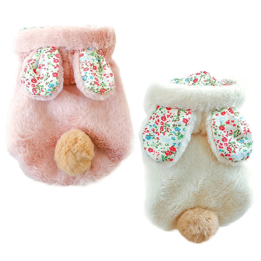 

Одежда для собак, плюшевый цветочный рисунок, комбинезон с зайчиком, зимняя одежда для собак, четыре лапы, теплая одежда для питомца