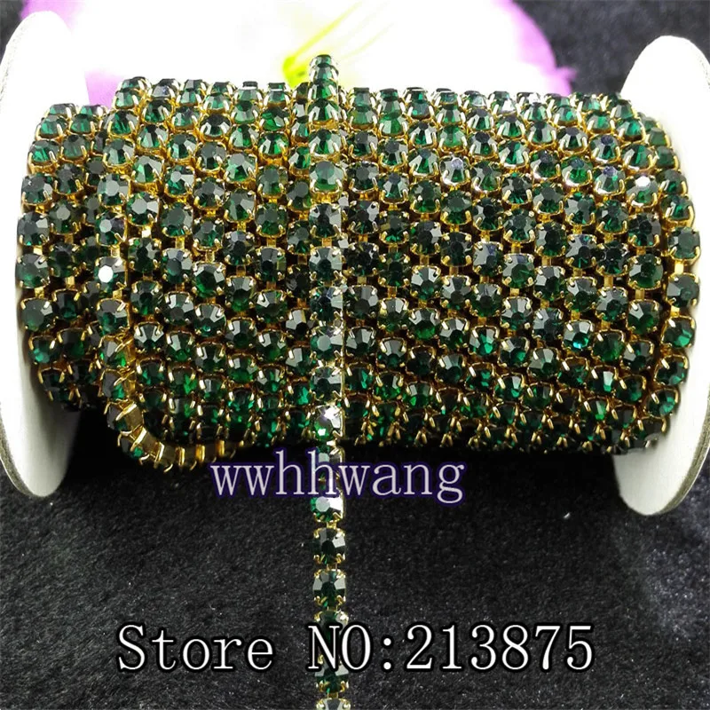 DIY 1 ярд SS16 12 цветов стиль стеклянный кристалл горный хрусталь Золотая основа цепи