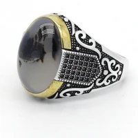 925 sterling silver ring for men natural onyx zircon stone turkey jewelry fashion vintage gift women mens rings all size