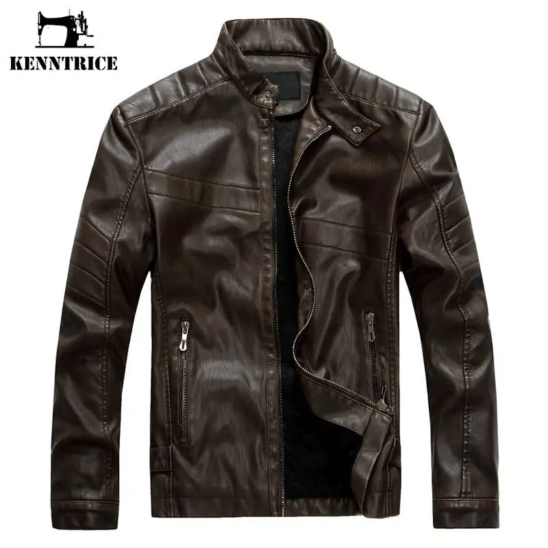 Kenntrice зимняя кожаная куртка в старинном школьном стиле мужская бомбер байкерские