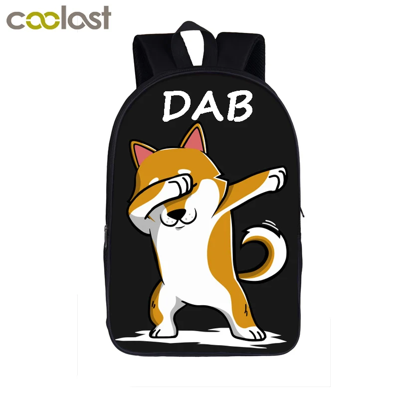 Забавный мультяшный Dab Единорог панда рюкзак для подростков мальчиков Dab On Em Детская сумка для книг детские школьные сумки мужские женские рюкзаки сумка - Цвет: 16cunShiba Inu11