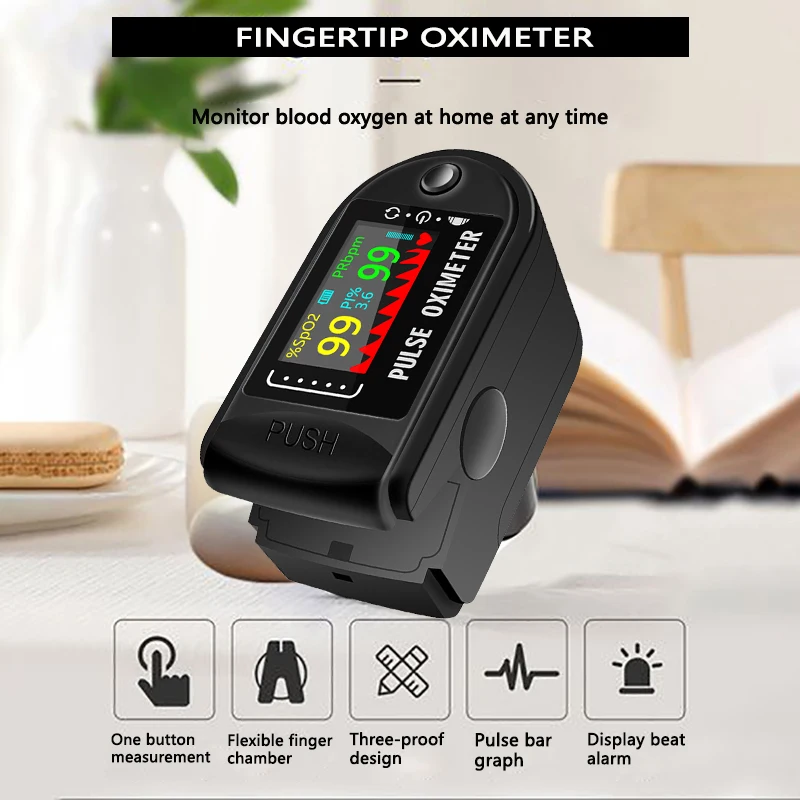 Пульсоксиметр на кончик пальца медицинский прибор для измерения пульса и уровня