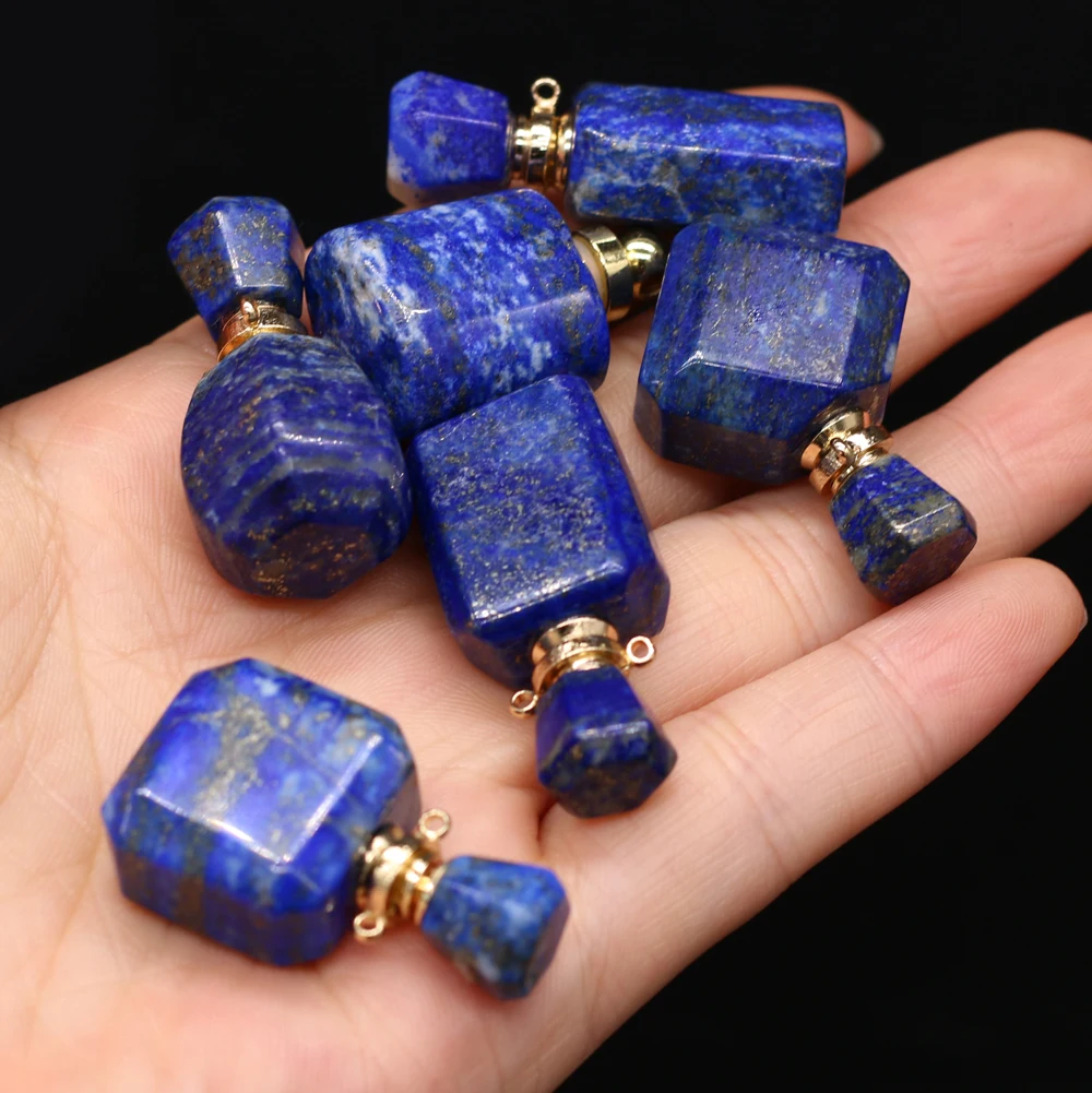 

Natural Semi-precious Stone Lapis Lazuli Perfume Bottle Pendant DIY for Making Jewelry Necklace Gift Accessories