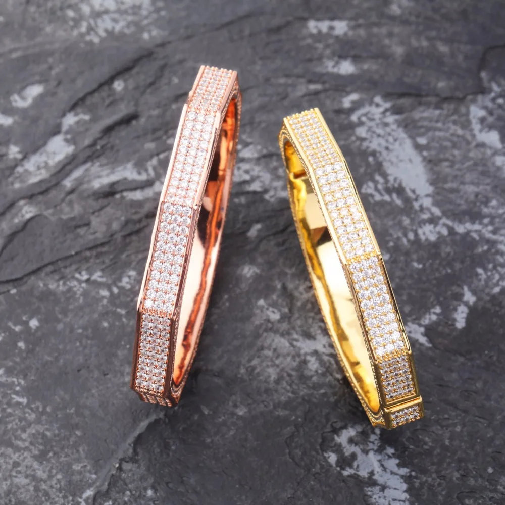 CUCY Хип Хоп мода многоугольный браслет золото/посеребренный Iced Out Micro Pave AAA CZ камень цветной браслет для мужчин и женщин