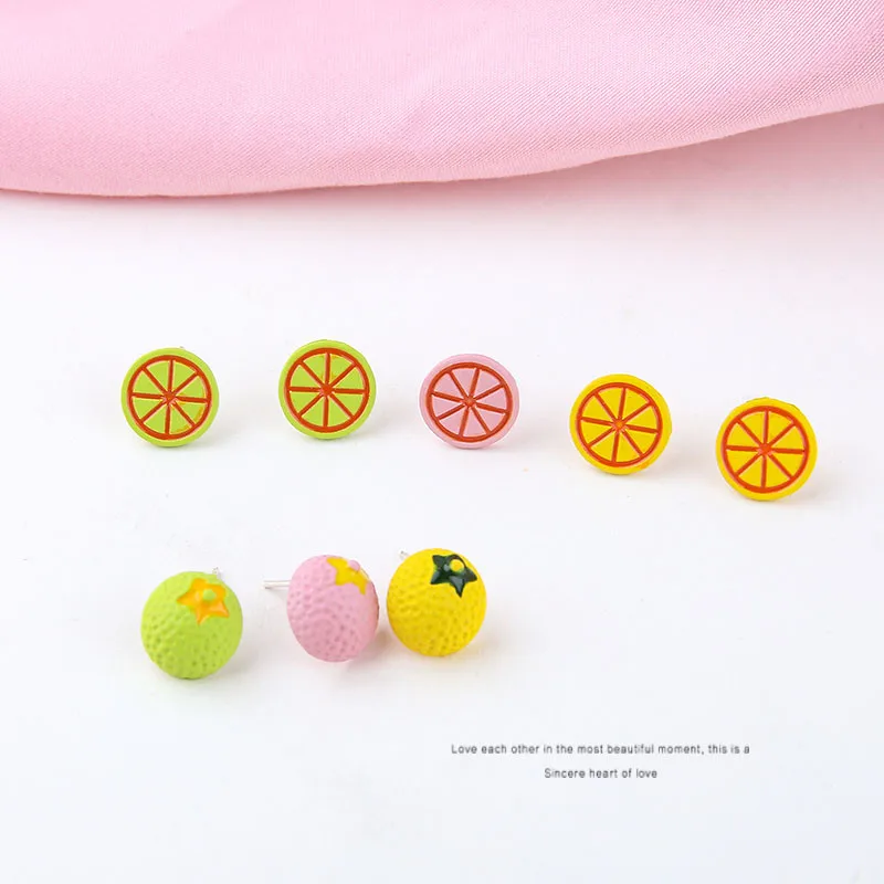 6 шт. летние серьги гвоздики с лимоном для женщин модные ювелирные изделия