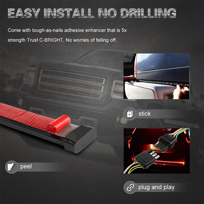 48 inch 60 Truck Trail gate side Led Light Strip Red Brake lamp White Reverse light bar waterproof 12V universal for pickup | Автомобили и