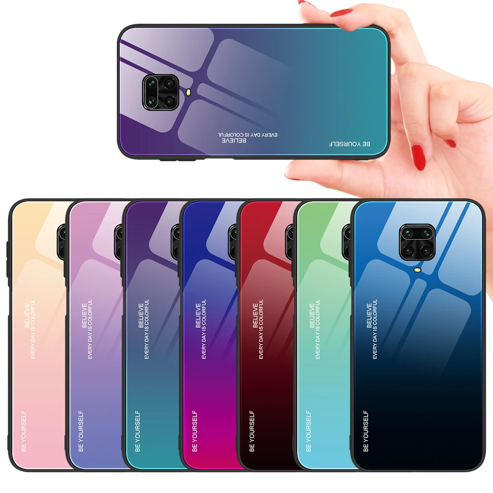 Чехол со стеклянным градиентом для телефона Xiaomi Redmi Note 9 9Pro Max 9S 10 Poco M3 мягкий