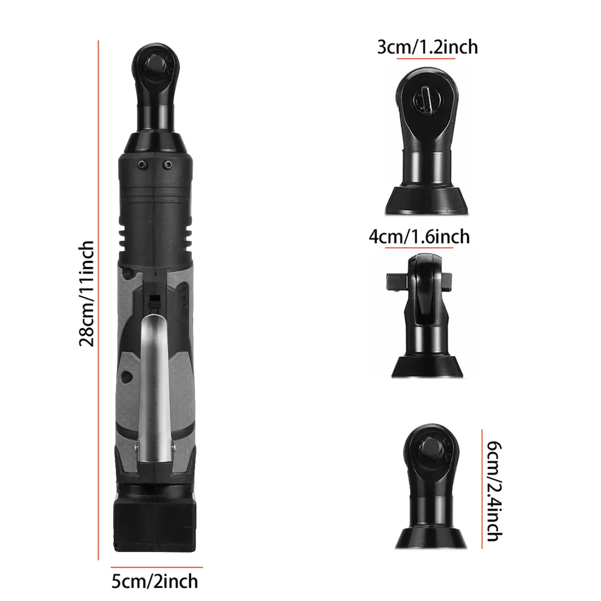 

100N.m Electric Wrench 88Vf Cordless Ratchet Rechargeable Scaffolding Right Angle Wrench 3/8" with 2 Battery Charger Power Tools