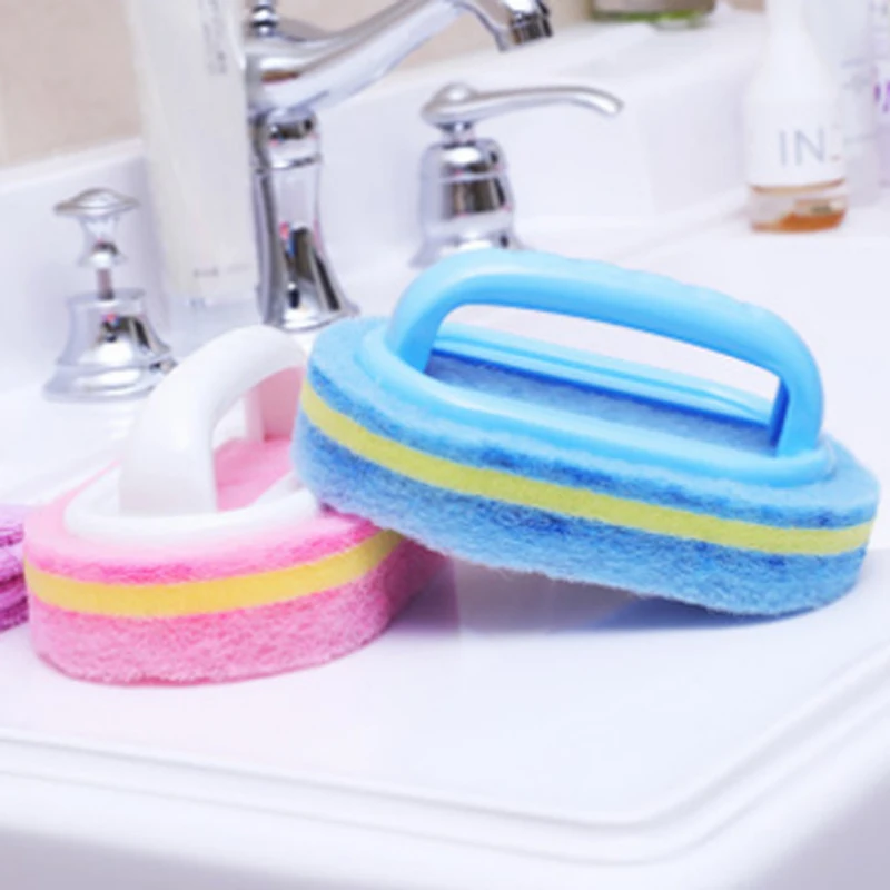 

Новый Пластик щеточка для чистки мягкий Кухня Ванная комната туалет стены губка для Ванной Щетка с ручкой Non-slip Чистящая Щетка для дома