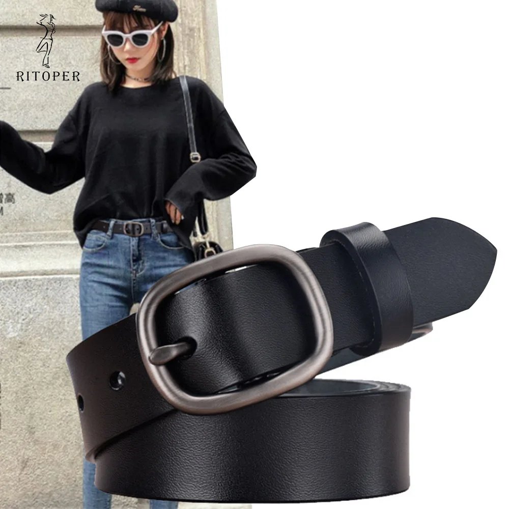 

Retro Leather Square Buckle Decoration Belts Casual Fashion Metal Buckle Hole Black Waistband Unisex Couple For Gift