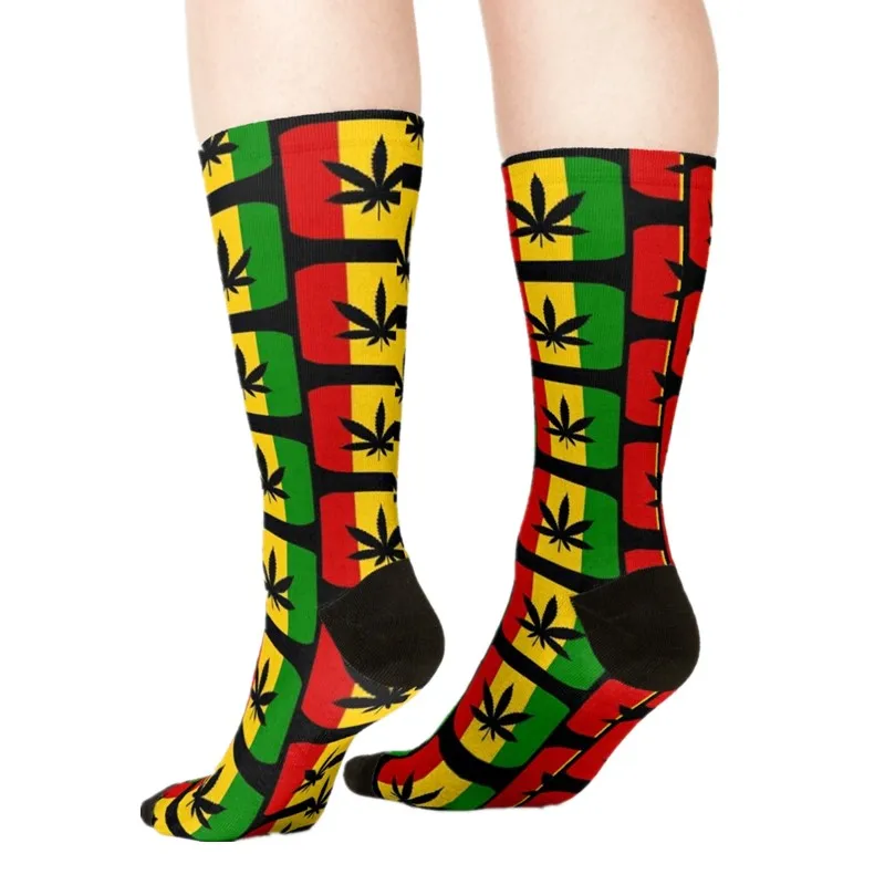 

2021 Women's socks kawaii Reggae Rasta Jamaica Printed Socks Woman harajuku Happy Funny Novelty cute girl gift Socks for women