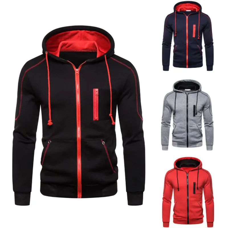 

Men's long-sleeved zipper hooded jacket, hoodie, sports jacket, streetwear, hip-hop, new autumn and winter