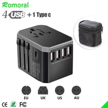 4USB Universal Travel adapter Type C universal power adapter for travel Plugs Converter for EU US UK AU travel charger