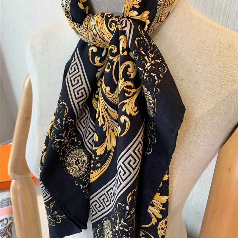 

New trend, fashionable and versatile, 90cm square scarf, silk scarf, scarf, hand crimped shawl blanket, blanket