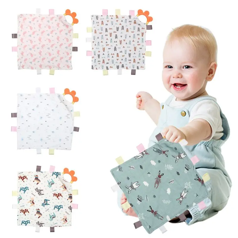 

Newborn Appease Towel Comforter Blanket with Soft Teether Toy Baby Soothing Wipe Handkerchief