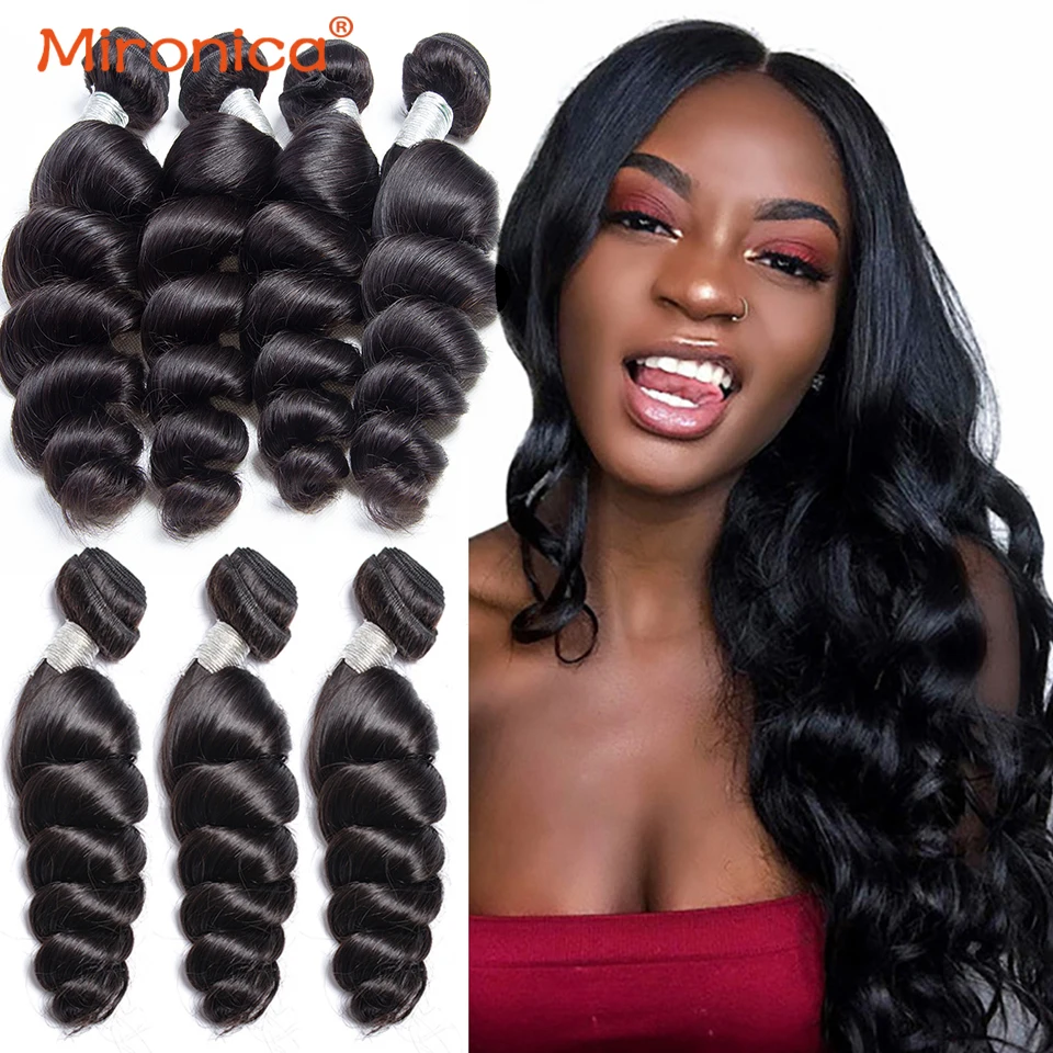 Pacotes de Onda Pacotes de Cabelo Extensões do Cabelo Mironica Cabelo Polegada Solta Brasileira 100% Humano só Remy 1 3 4 Trama Dupla 30 40