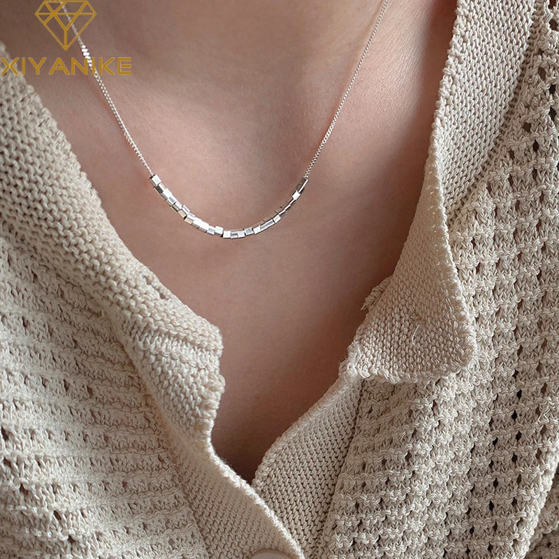 

XIYANIKE Silver Color Silve 25 Square Necklace For Women Trendy High Quality Jewelry Refinement Wedding Adjustable Wholesale