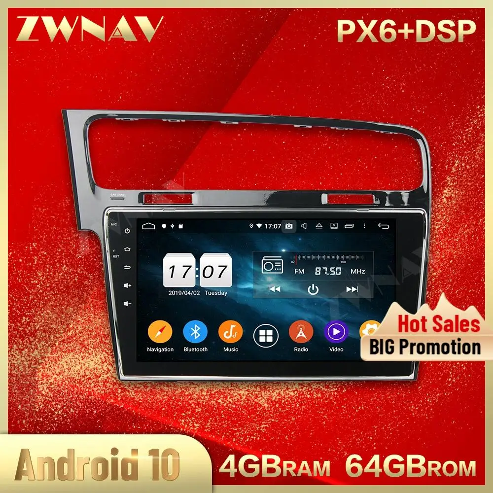 2 din Android 10 0 экран Автомобильный мультимедийный плеер для VW GOLF7 2013 2018 Full Touch BT Видео