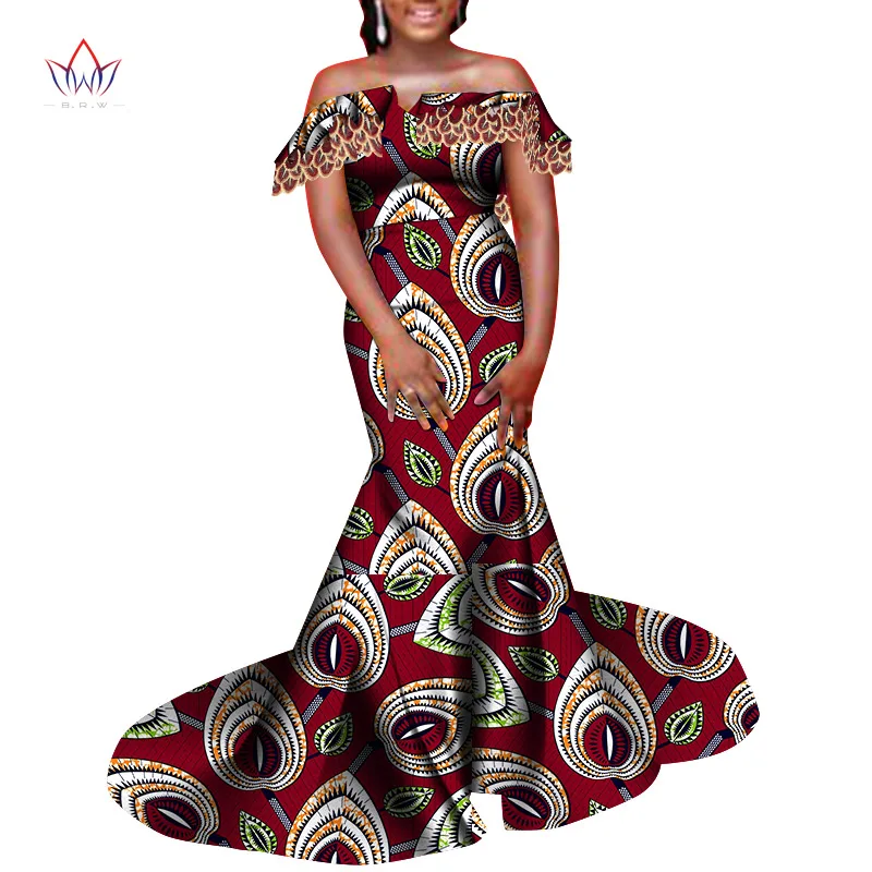 

Customize BintaRealWax African Clothes for Women Off-shoulder Sleeveless Dress African Women Print Wax Dress Party WY8648