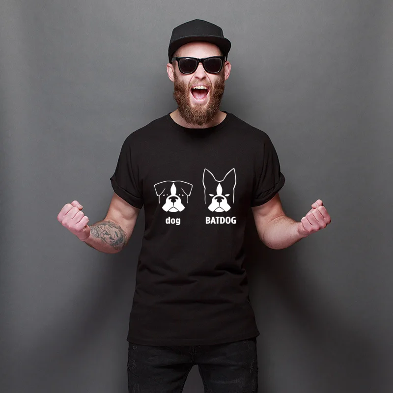 

New Arrival Dog And Batdog Cheap Customized Tops Tees Cute Round Neck Tee Shirt Men's Regular Tops T Shirt Gifts
