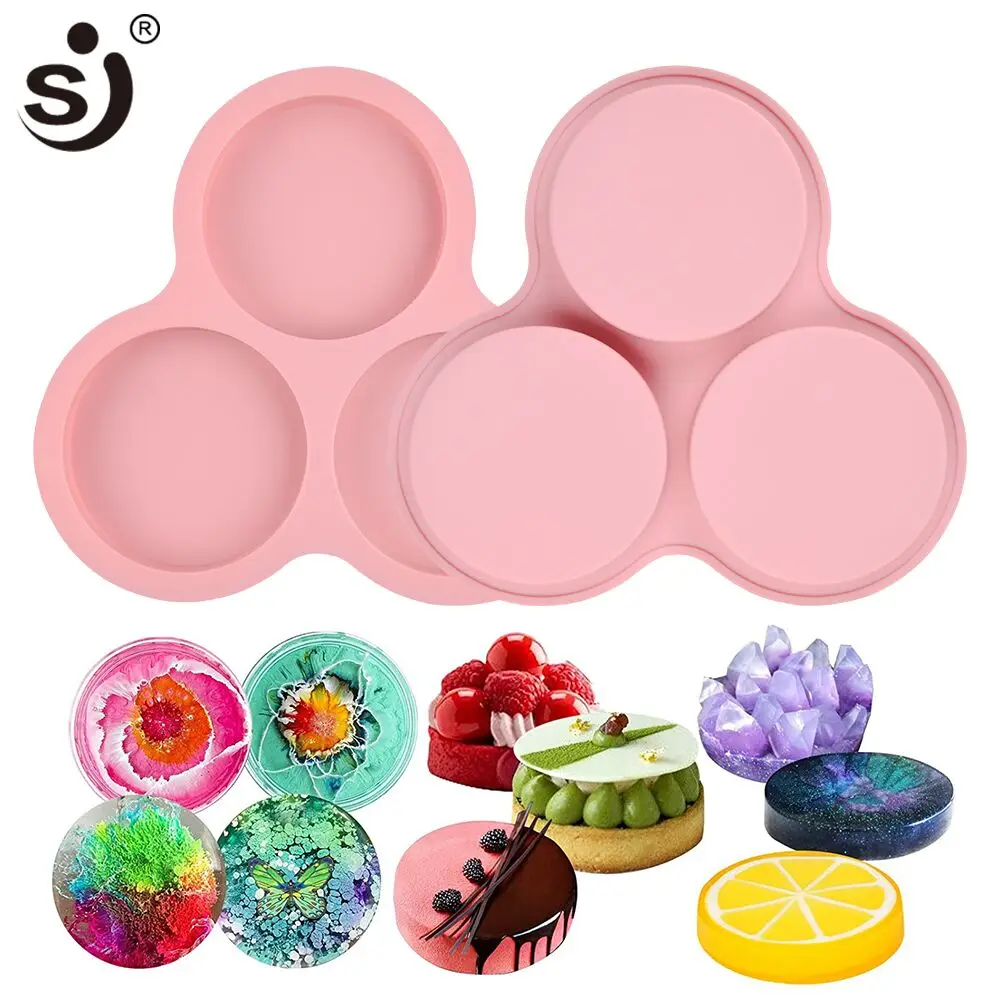 

SJ 3-полостная 3D Плоская Круглая силиконовые формы для леденцов силиконовая форма для шоколадного торта оборудование для выпечки
