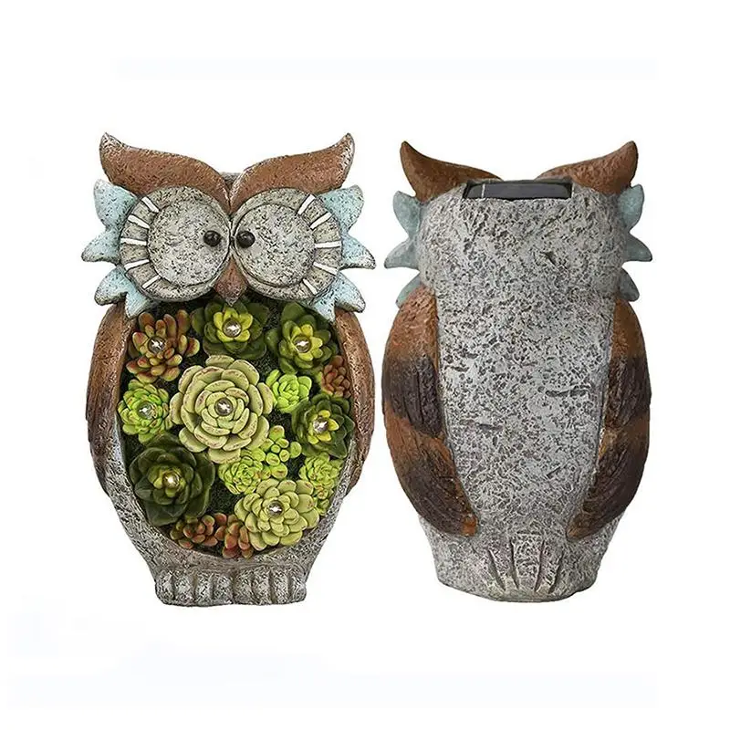 

1pcs Owl Garden Resin Statues Figurine Garden Lawn Ornaments With Solar LED Lights For Outdoor Yard Garden Decorations Craft