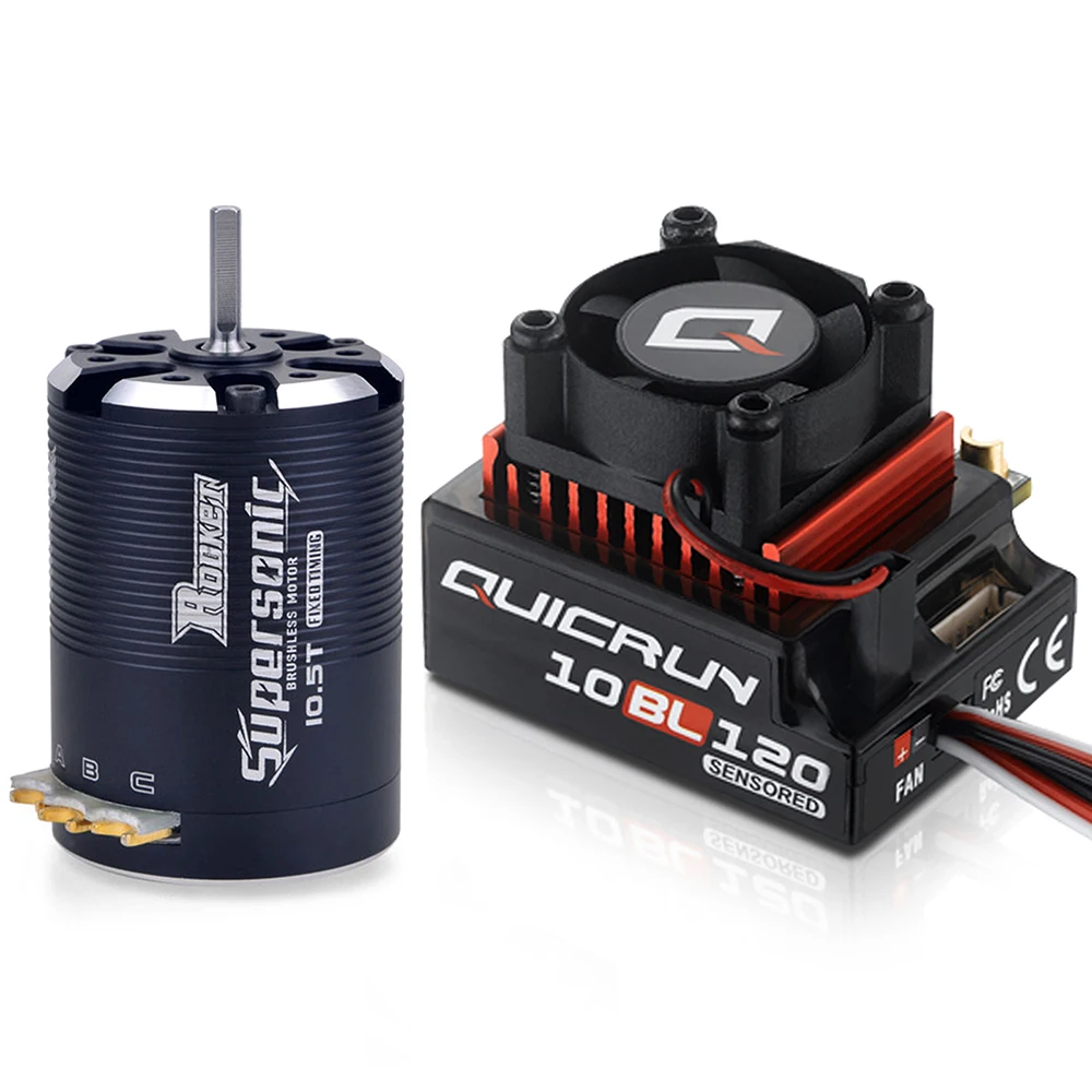 Hobbywing 10BL120 120A ESC w/Rocket Supersonic 540 4.5T 10.5T 13.5T Motor Sensored Brushless Combo for Modified 1/10 RC Car