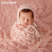 dvotinst newborn baby photography props 3d butterfly lace wrap mohair knit bonnet hat 2pcs photo props studio shooting prop
