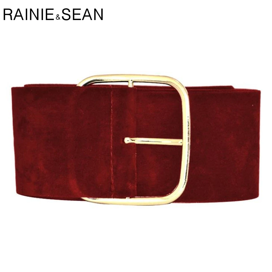 Ремень RAINIE SEAN замшевый Женский широкий пояс для платьев черный армейский зеленый