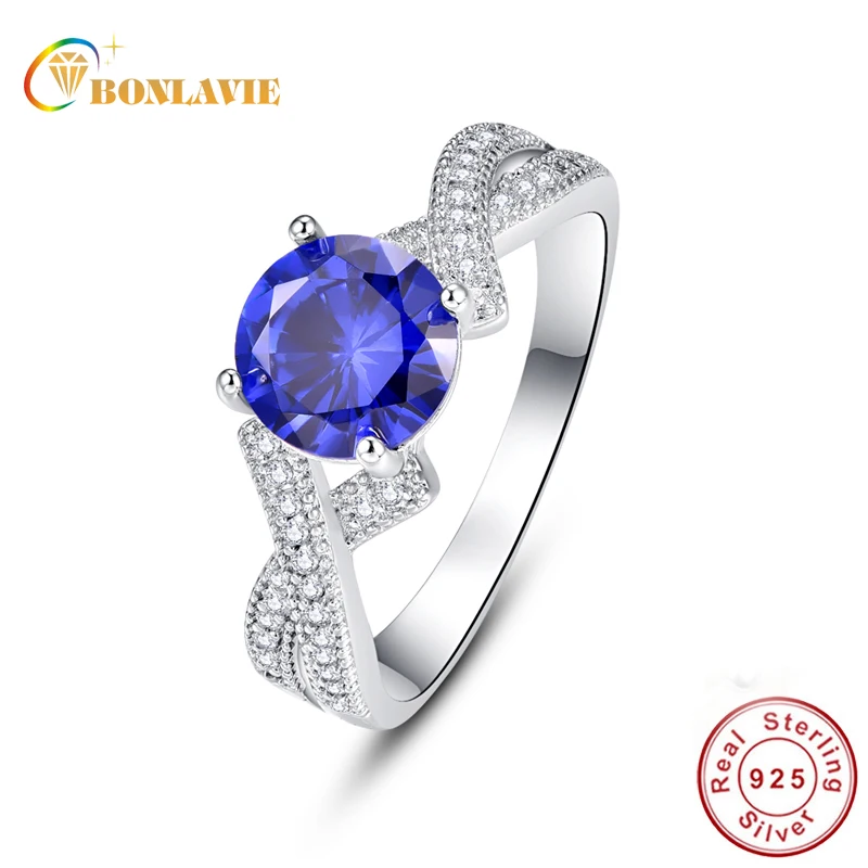 BONLAVIE 100% искусственное серебро овальное роскошное обручальное кольцо с