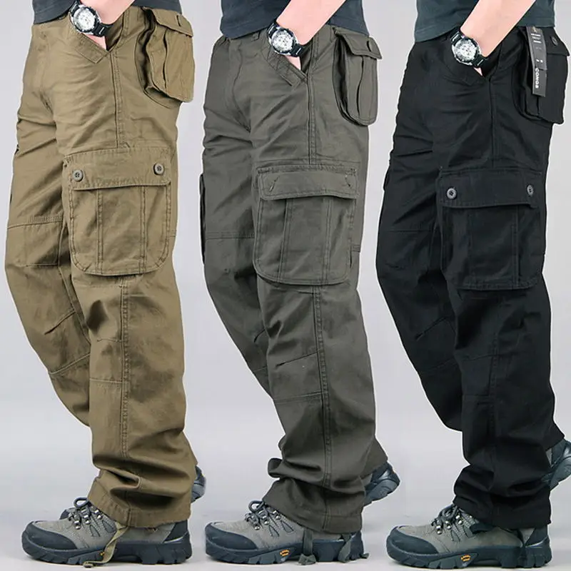 

Men's Cargo Pants Army Military Style Tactical Pants Male Camo Jogger Plus Size Cotton Many Pocket Men Camouflage Black Trousers