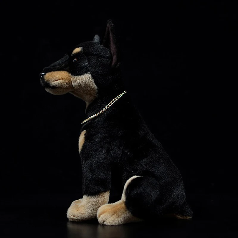 Милая мягкая плюшевая игрушка Dobermann короткая черная полиция собака кукла