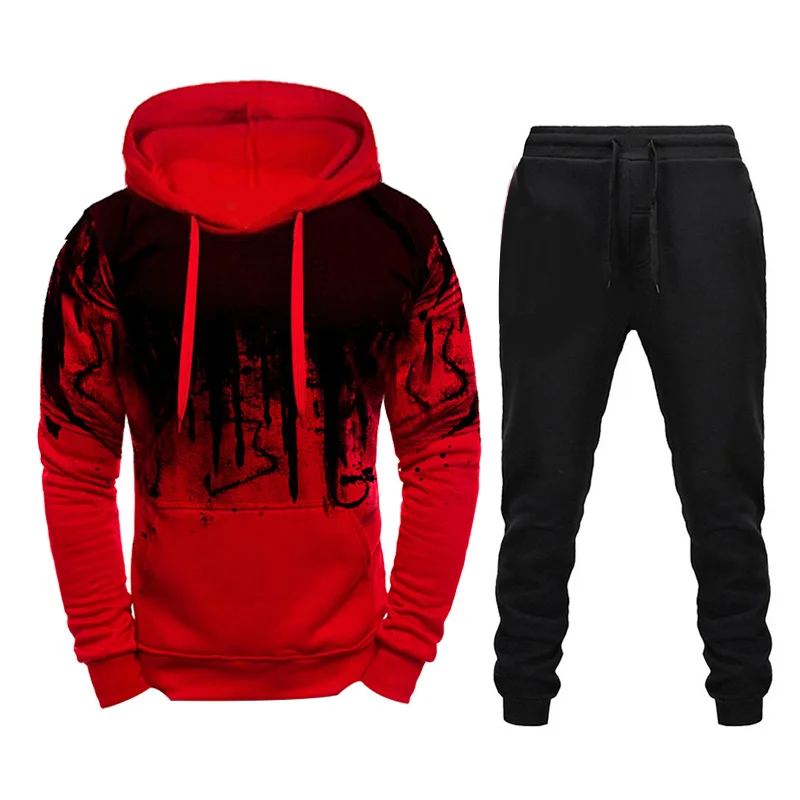 

Men Brand Tracksuit Casual Hoodies and Sweatpants Set For Male Sportswear Two Piece Sets Sweatshirt + Pants Outfit Mens Clothing