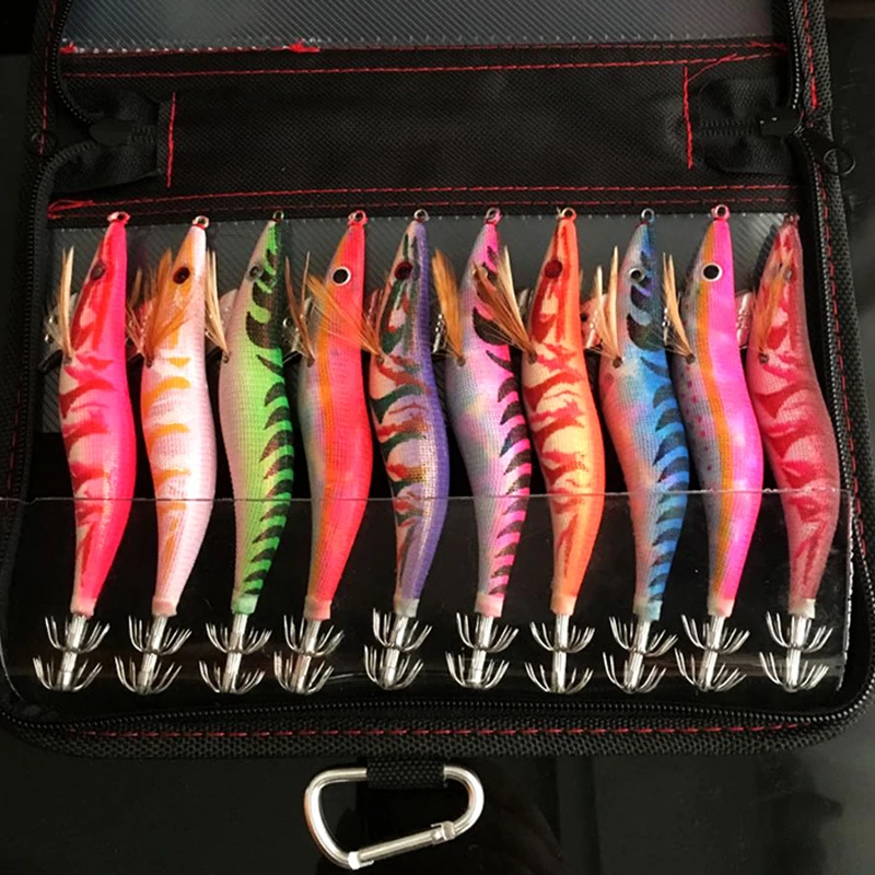 

Hot Selling 10Pcs Fishing Lure Sinker Squid Jig Hook Wooden Shrimp Artificial Fishing Lures Octopus Cuttlefish Shrimp Fishing