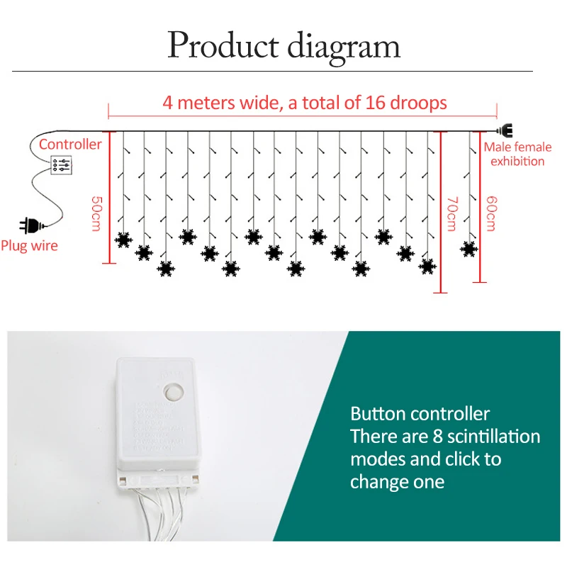 Рождественские товары светодиодные украшения в виде снежинок водонепроницаемая