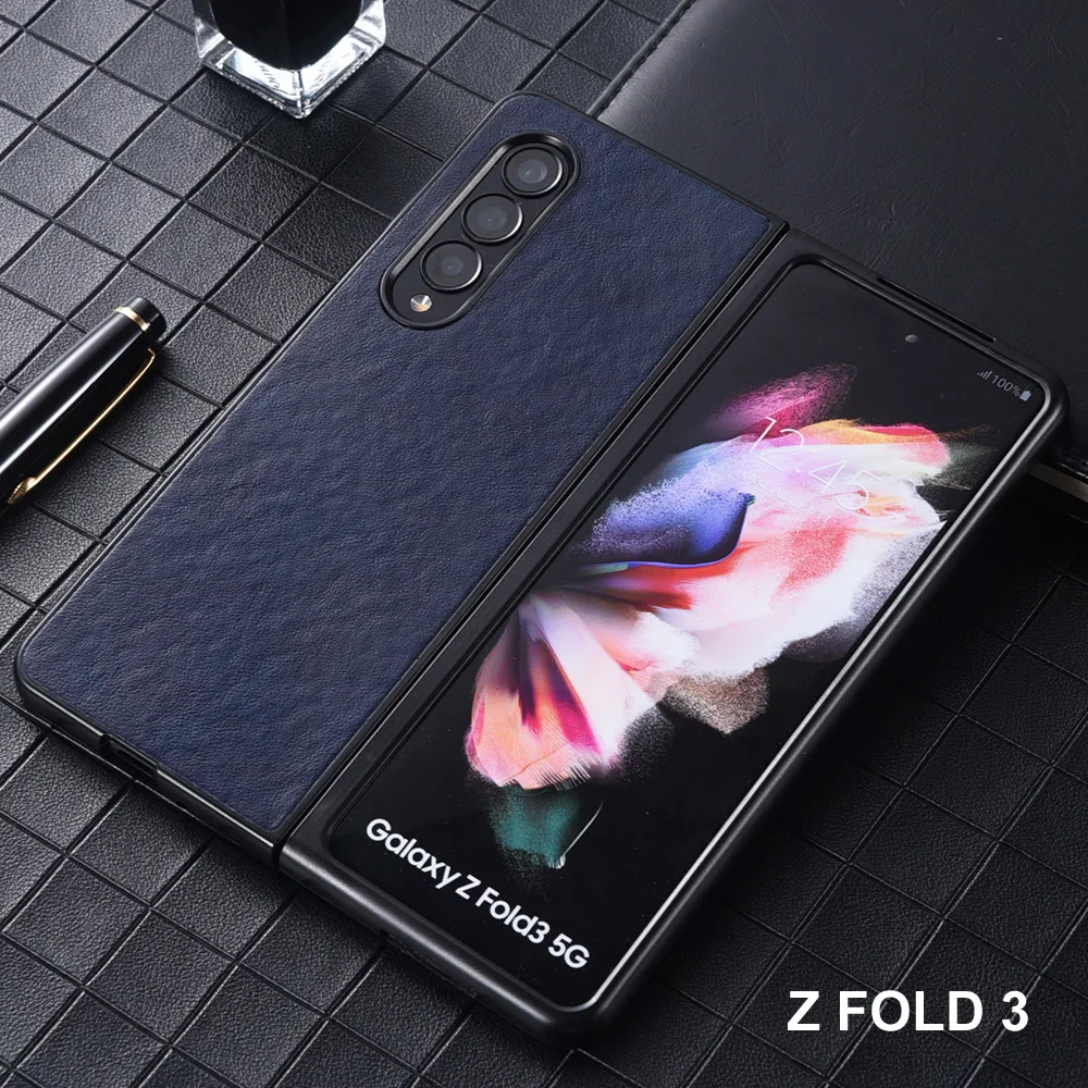 

Leather Texture Case For Samsung Galaxy Z Fold 3 5G Case Hard PC Full Protection Cover For Samsung Z Fold 3 Slim Case Funda