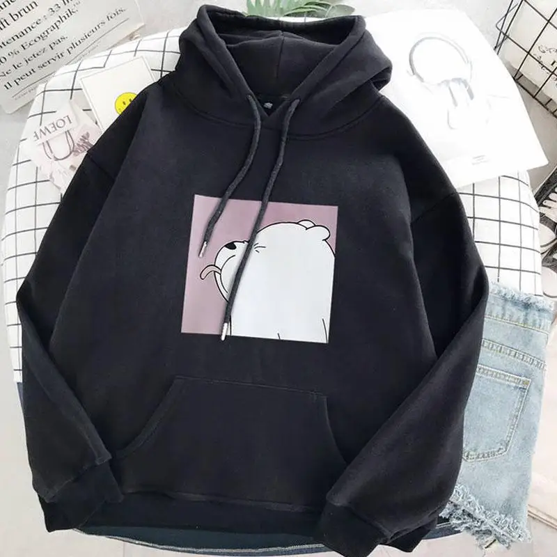 oversized print Kangaroo Pocket Sweatshirts Hoodies Hooded Harajuku Spring Casual Vintage Korean Pullovers Women sweetshirts