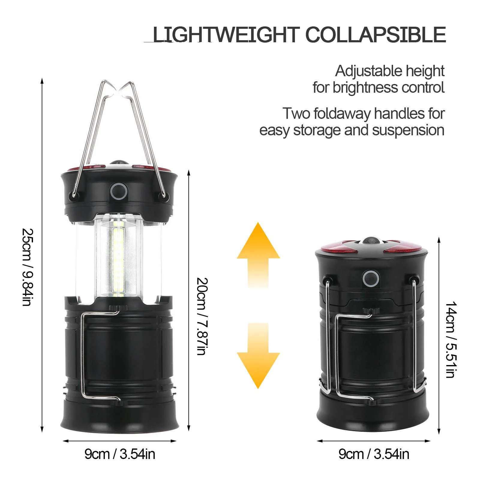 

2PCS LED Camping Light Collapsible Lamp Ultra Bright Tough Portable Outdoor COB Light USB Charging