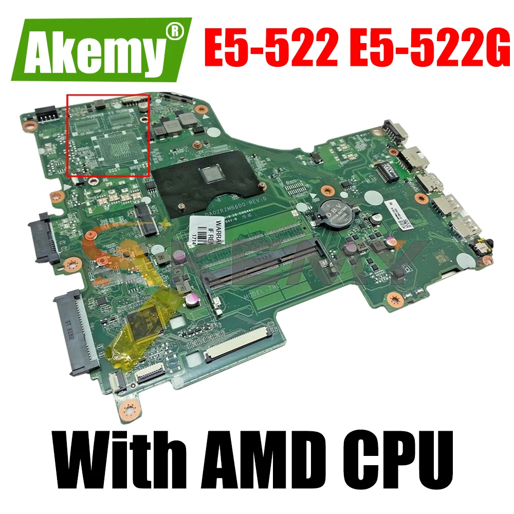 

For Acer E5-522 E5-522G ZRZ Laptop Motherboard DA0ZRZMB6D0 With AMD CPU DDR3 100% Working NBMWK11002 Nbmwk11001