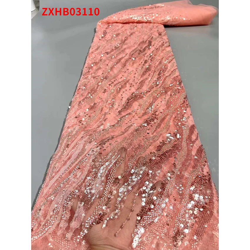 

Flower Style African French Lace Sequins Fabric Exquisite ​Nigerian Woman ​​Tulle ​Eco-Friendly Sewing Clothes ZXHB03110