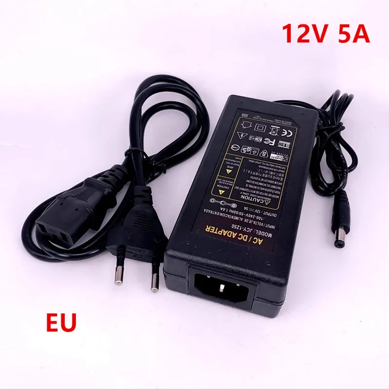 Универсальный адаптер питания для светодиодной ленты 12 В 5 А 110 240 в перем. Тока на