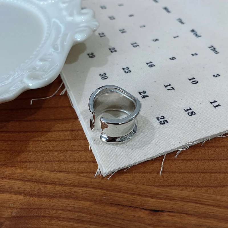 Женское кольцо из стерлингового серебра 925 пробы регулируемое толстое