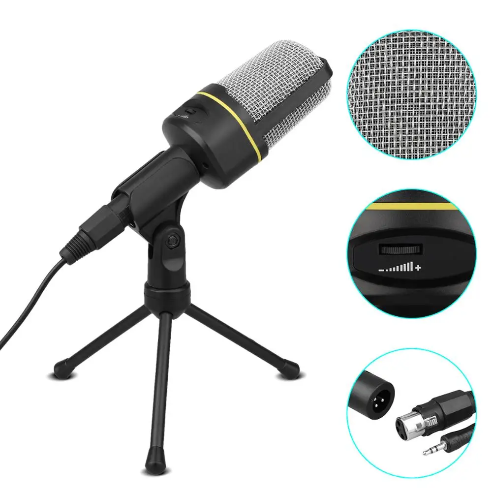 

TIPTOP 3.5mm Microphone Professional Tripod Desktop Singing Karaoke Mic Computer Phone Mics