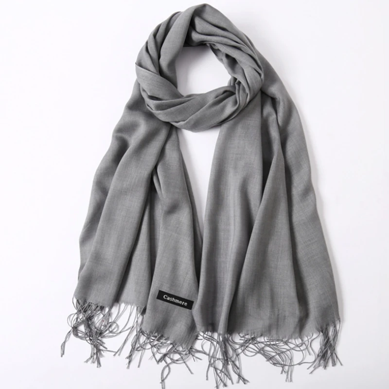 

2020 Winter Cashmere Women Scarf Female Luxury Brand Scarves Lady Tassel Bandana Women Solid Shawl Wraps