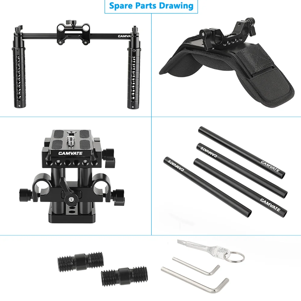 

CAMVATE Pro Shoulder Mount Rig With Manfrotto QR Baseplate & Tripod Baseplate & Cheese Handle Grip For DSLR Camera/DV Camcorder