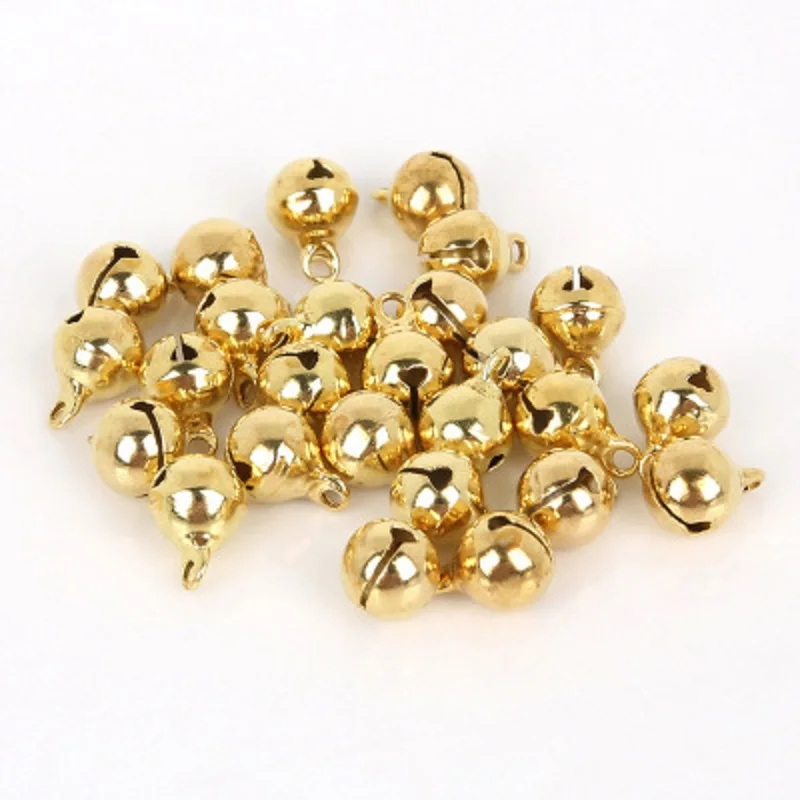 6mm 100Pcs Christmas Small Colored Gold Bells Diy Handmade Bracelet Weaving Pendants Charms Jingle Holiday Ornaments Accessories