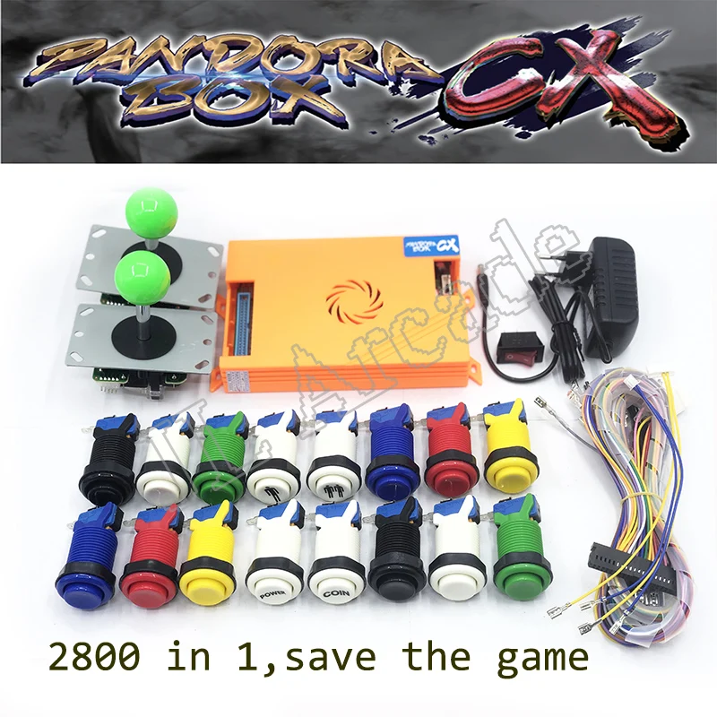 

Pandora box cx 2800 games in 1 happ type buttons 2 players joystick arcade diy kit led parts button