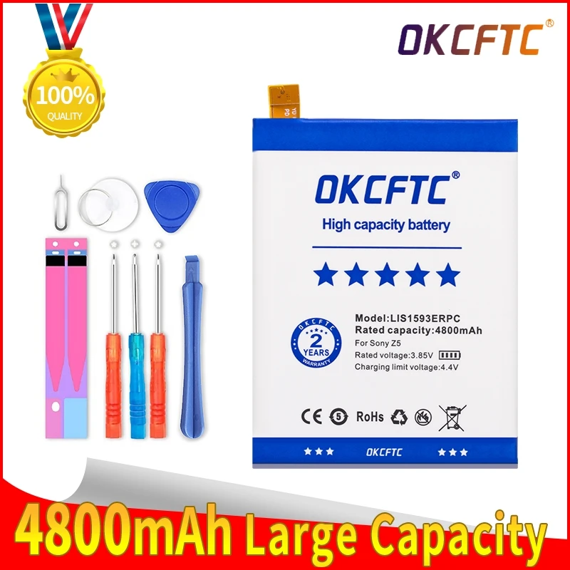 

OKCFTC Original 4800mAh LIS1593ERPC Battery For SONY Xperia Z5 E6633 E6653 E6683 E6603 Phone High Quality Battery